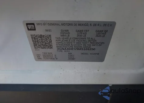 2021 Chevrolet Equinox Fwd Ls from USA, damaged, VIN 3GNAXHEV9MS169250